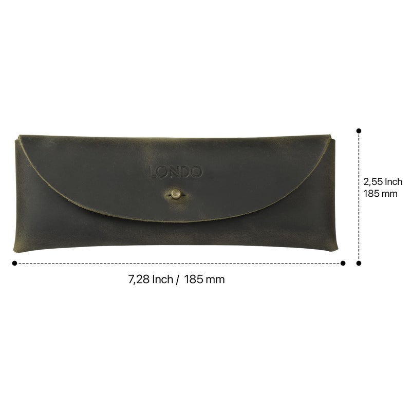 Londo Genuine Leather Retro Pen and Pencil Case - Metal Snap Fastener, Pencil Pouch Stationery Bag - Image 5